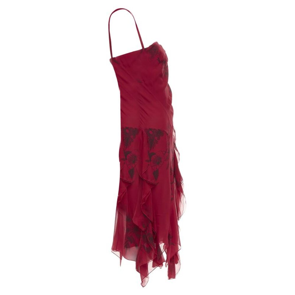 CHRISTIAN DIOR 2006 John Galliano Vintage Runway red silk floral dress FR40 M - Picture 4 of 8